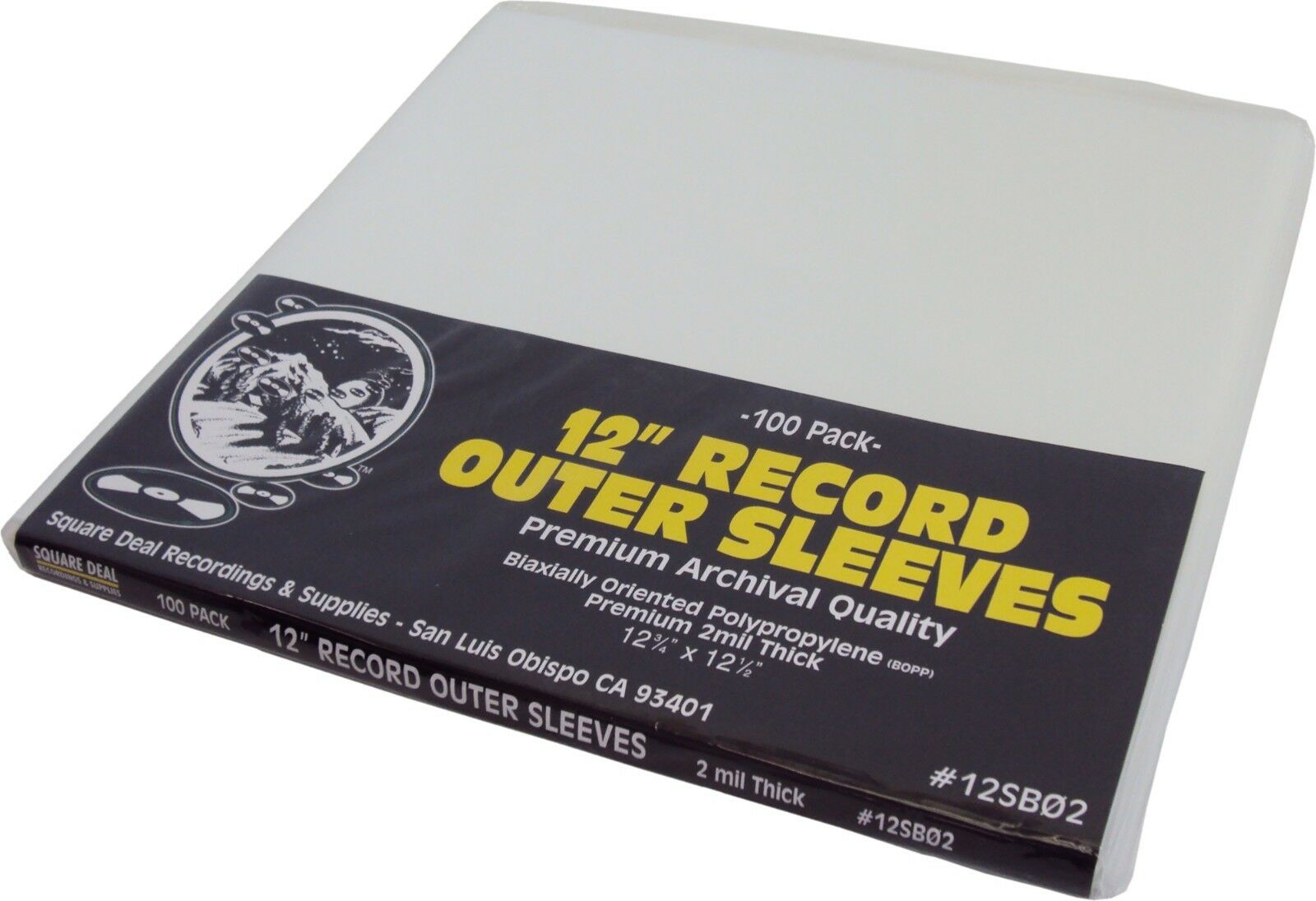 (100) 12" Super Clear 2mil Record Outer Sleeves Vinyl Bags Bopp Flush Cut 12sb02