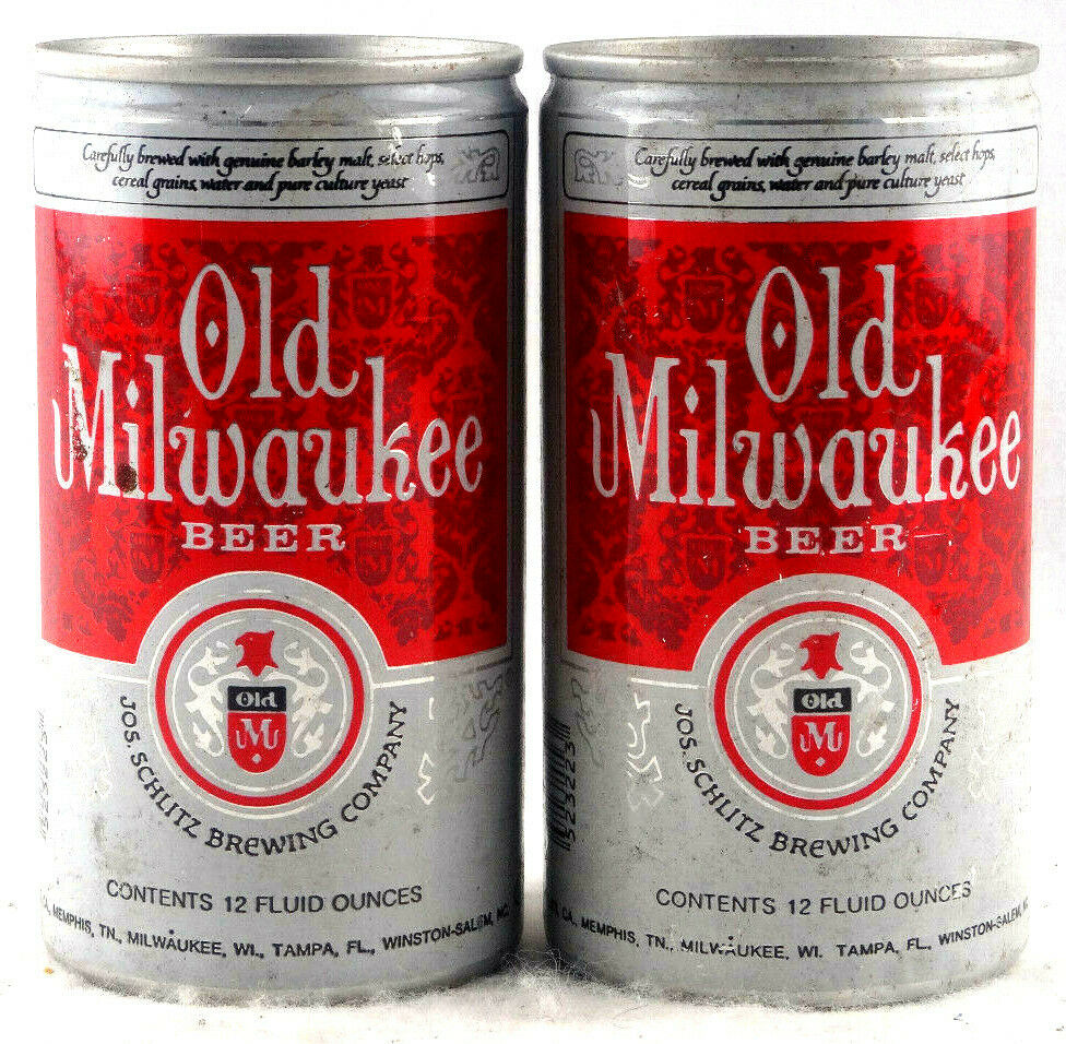 Qty. 2 - Old Milwaukee Beer Can Aluminum Top Opened Pre-owned Free Shipping