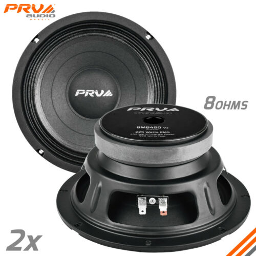 2x Prv Audio 8mb450 Midbass Car Audio 8" Speakers 8 Ohm 8mb Pro 900 Watts