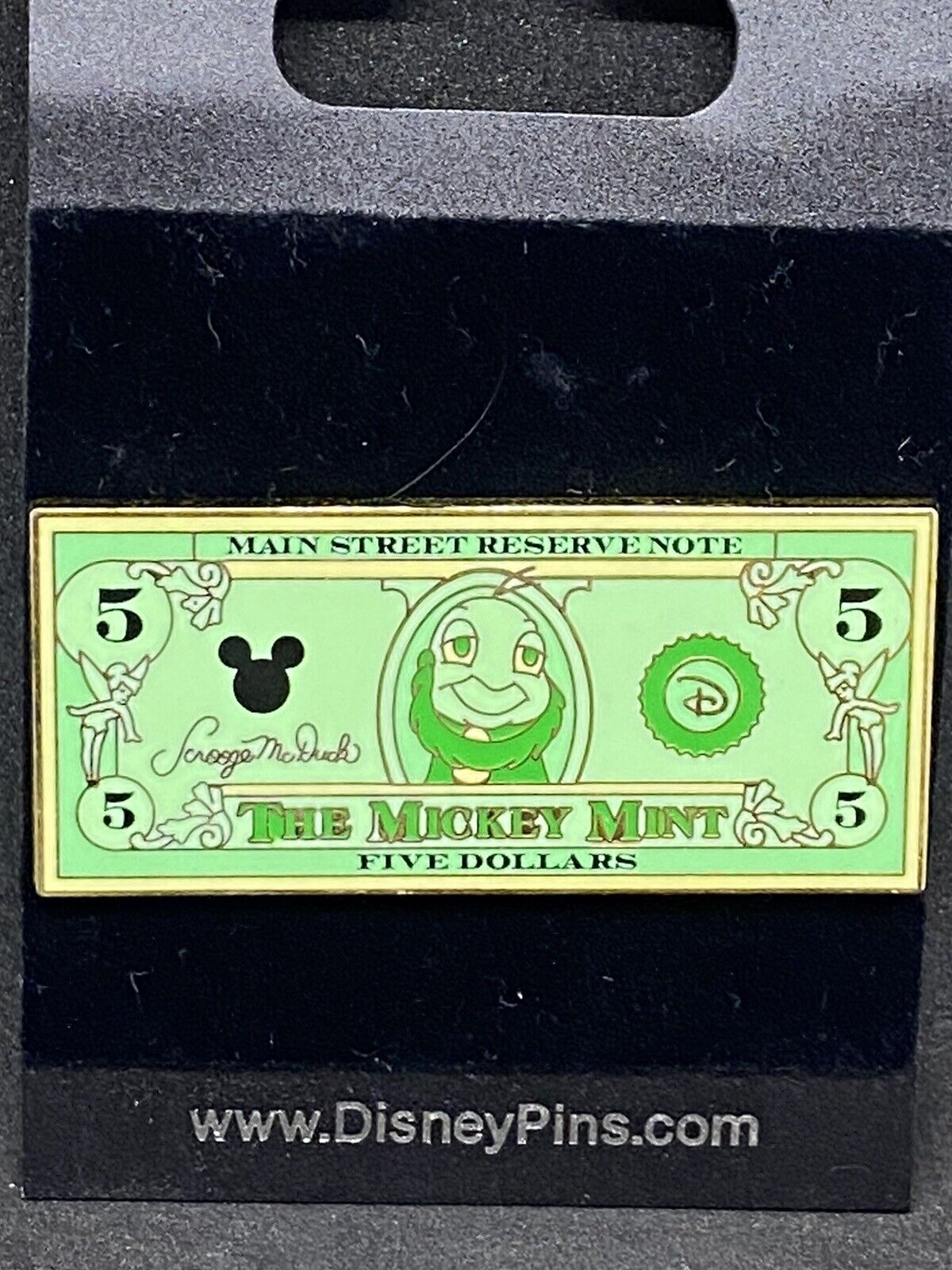 Disney The Mickey Mint - $5 Dollar Bill - Jiminy Cricket Pin 61030