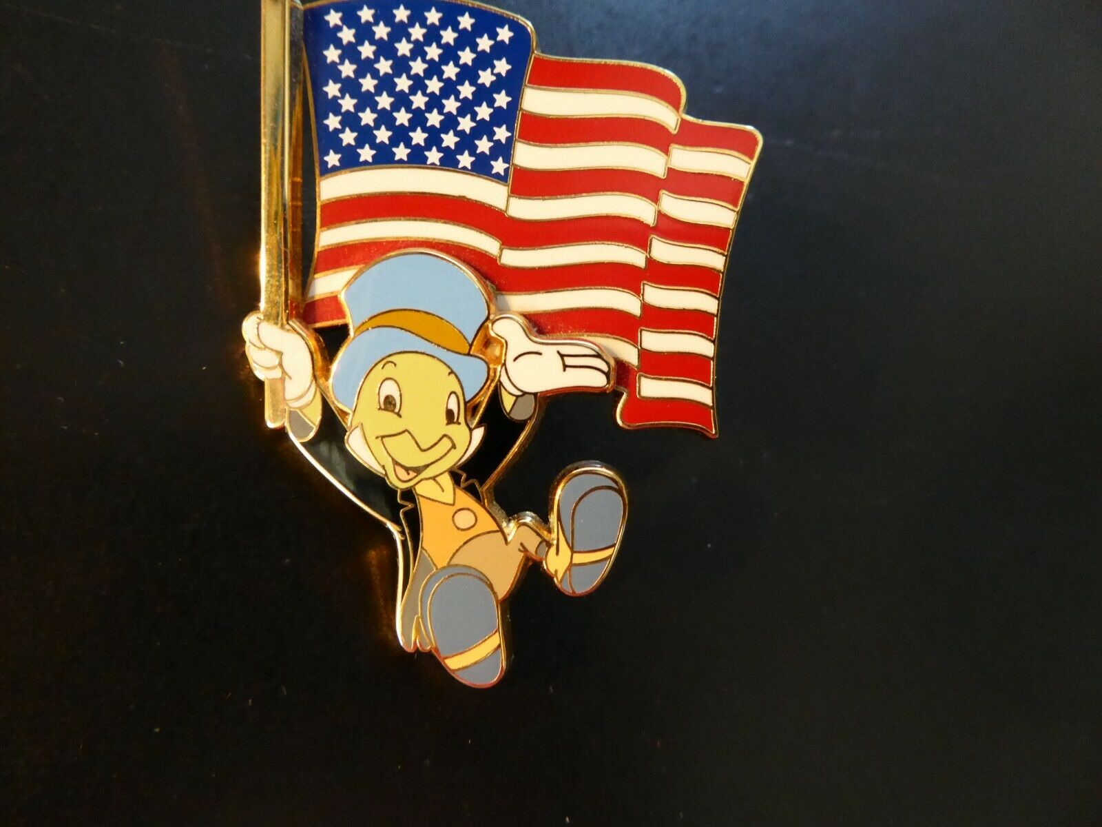Disney Dlr All American Pin Festival Us Flag Jiminy Cricket Pin Le 2000