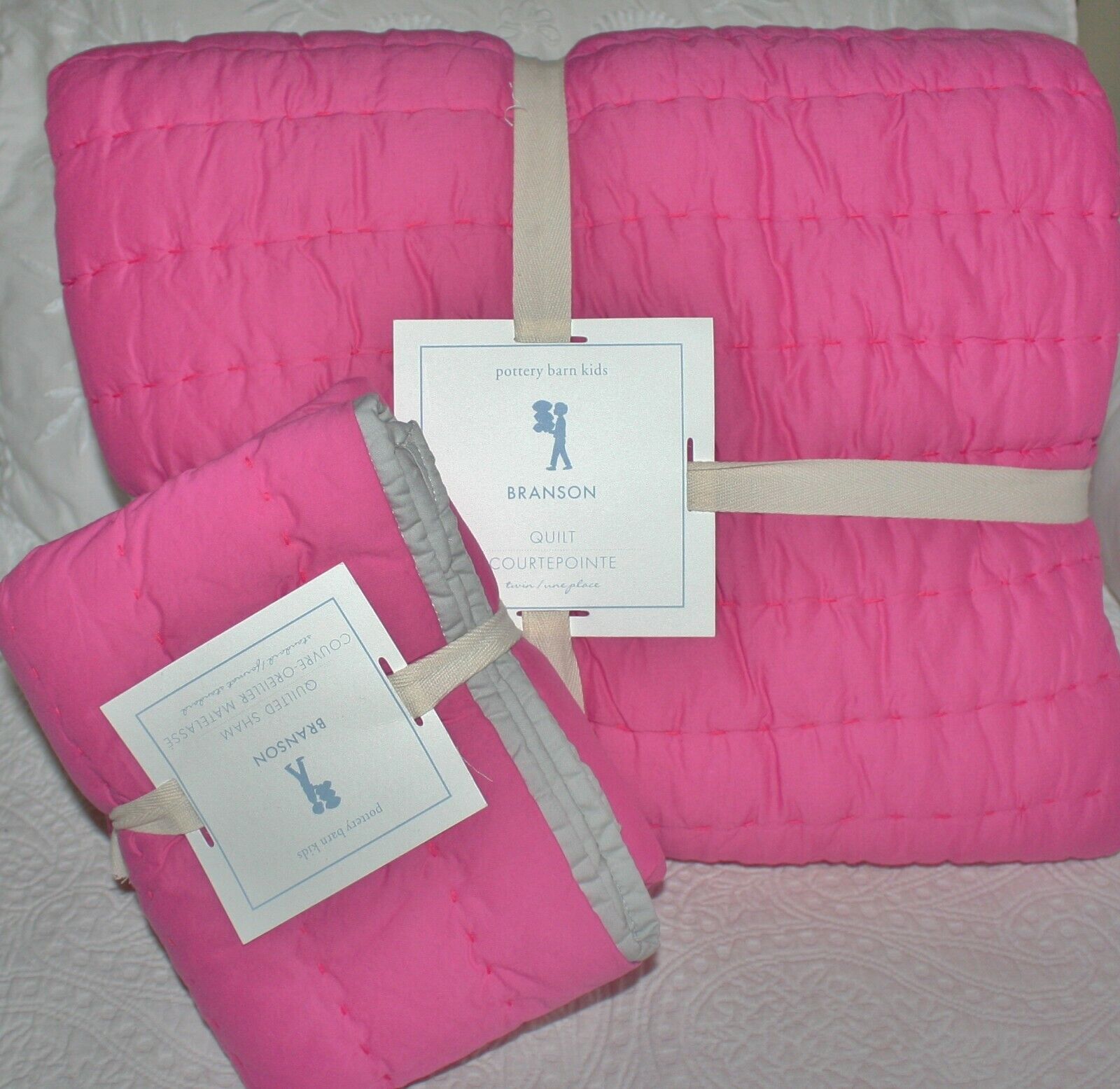 Pottery Barn Kids Branson Quilt And Sham - Twin - Hot Pink