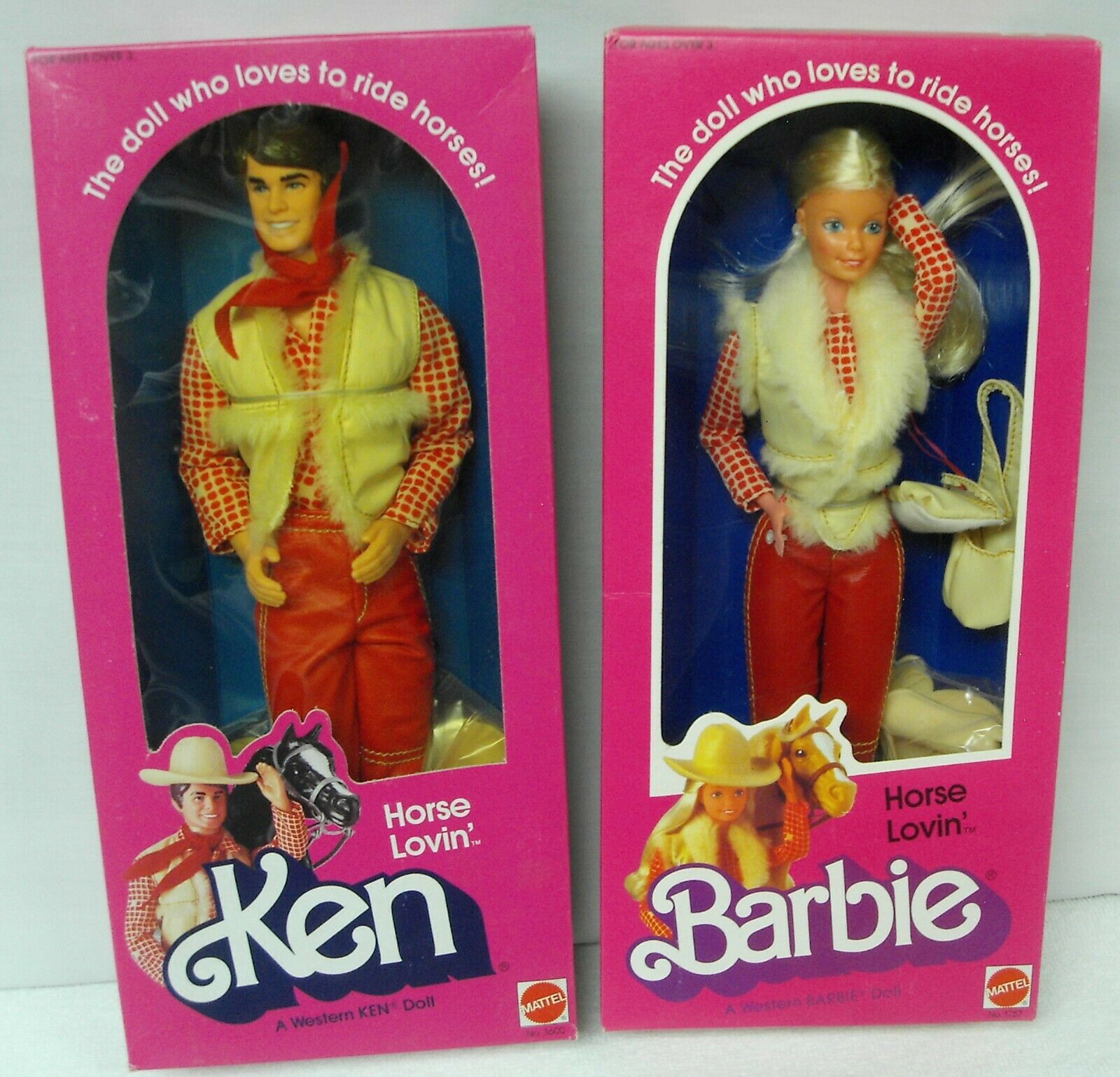 Barbie & Ken 1982 *2  Horse Lovin* Western - Qty Of 2 Dolls - Nrfb  #1757  #3600
