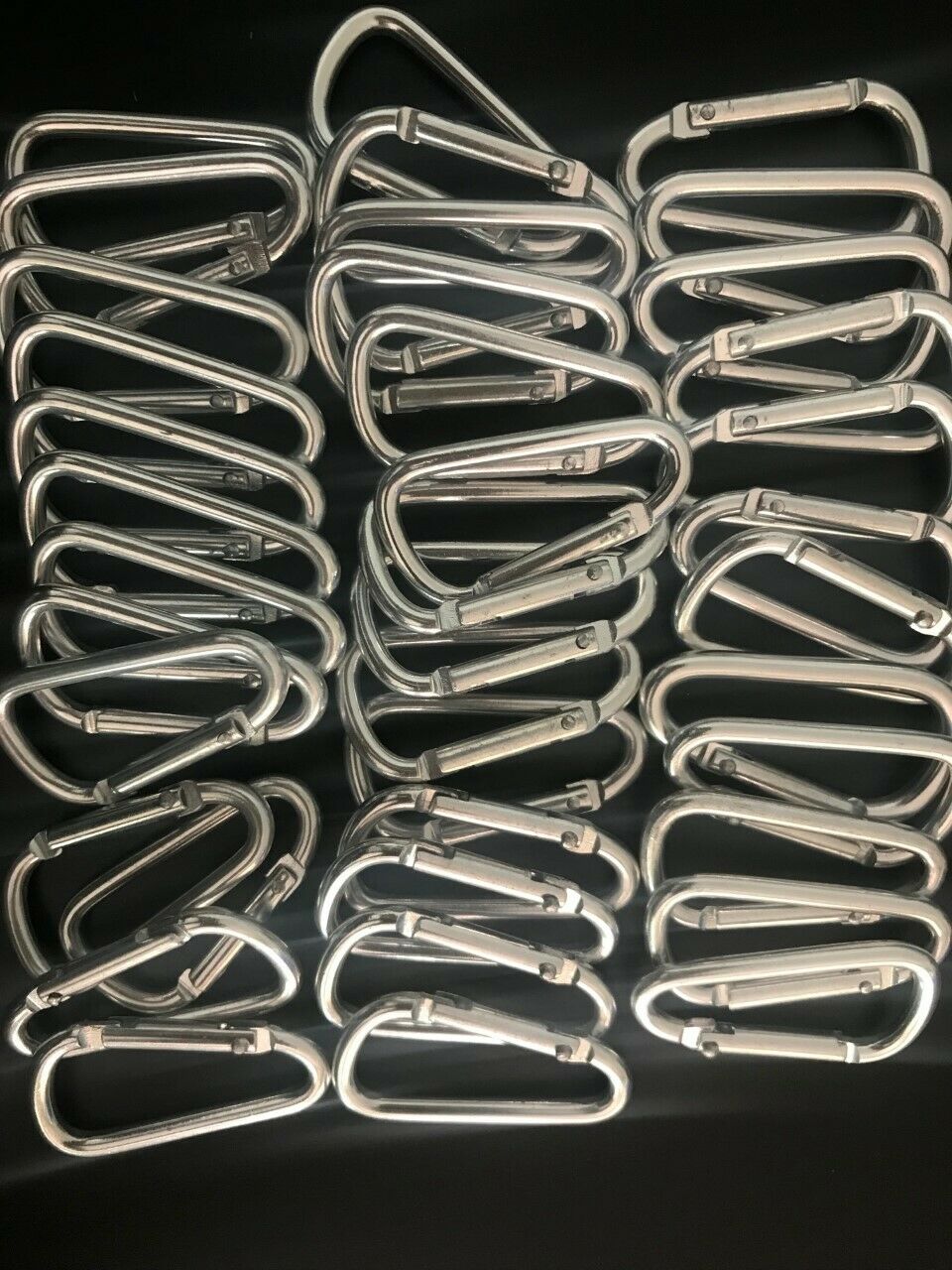 Lot 3" 50/100 Pcs  Aluminum Carabiner Spring Belt Clip Key Chain D Shape Silver