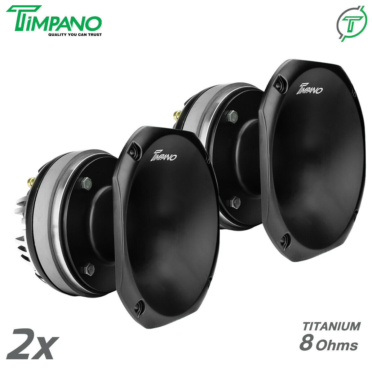 2x Timpano Tpt-dh2000 Slim 2" Compression Driver + Horn - Titanium 8 Ohms 200w