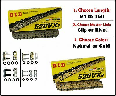 D.i.d Did 520 Vx3 Xring Motorcycle Drive Chain Gold Or Natural With Master Link