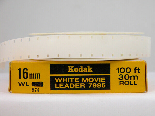 Factory Kodak 16mm Double Perf White Acetate Film Leader 100 Ft. The Good Stuff