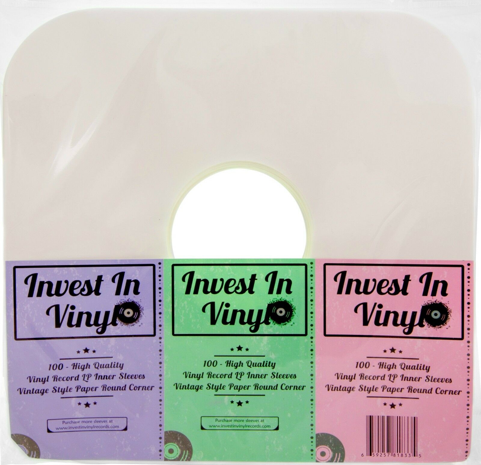 100 Lp Vinyl Record Inner Sleeves Heavy Stock Ivory White Paper 12" 33 Rpm