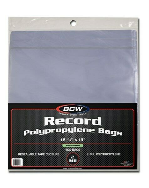 Pack Of 100 Bcw 33rpm Resealable Lp Record Album Archival 2-mil Clear Poly Bags