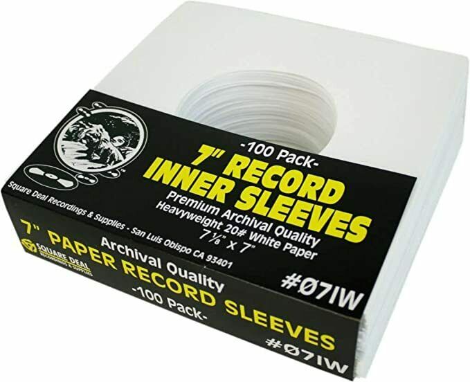 (100) 7" Record Inner Sleeves - White Archival Paper Acid Free 45rpm - #07iw