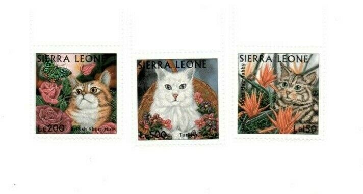 Vintage Classics - Sierra Leone Cats - Set Of 3 Stamps - Mnh
