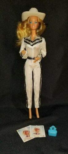 Vintage 1980's Western Winking Barbie Outfit, Hat, Stamp, And Pictures