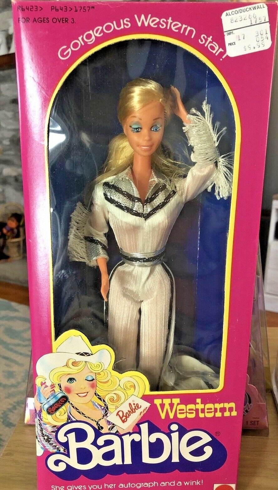 1980 Mattel Winking Western Barbie Doll 1757 In Original Opened Box