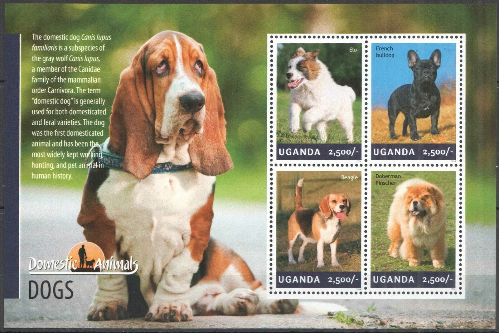 Ug005 2014 Uganda Dogs Pets Fauna Domestic Animals #3314-3317 Mnh