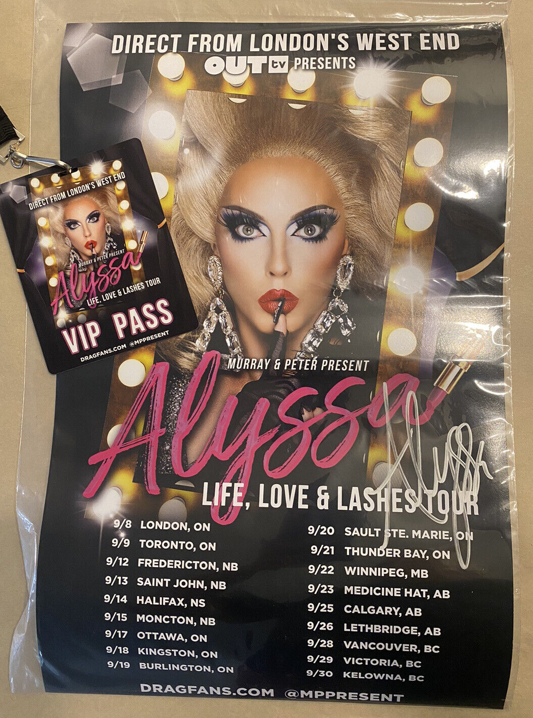 Signed Alyssa Edwards Life, Love & Lashes Tour Poster! Rupaul’s Drag Race! Vip