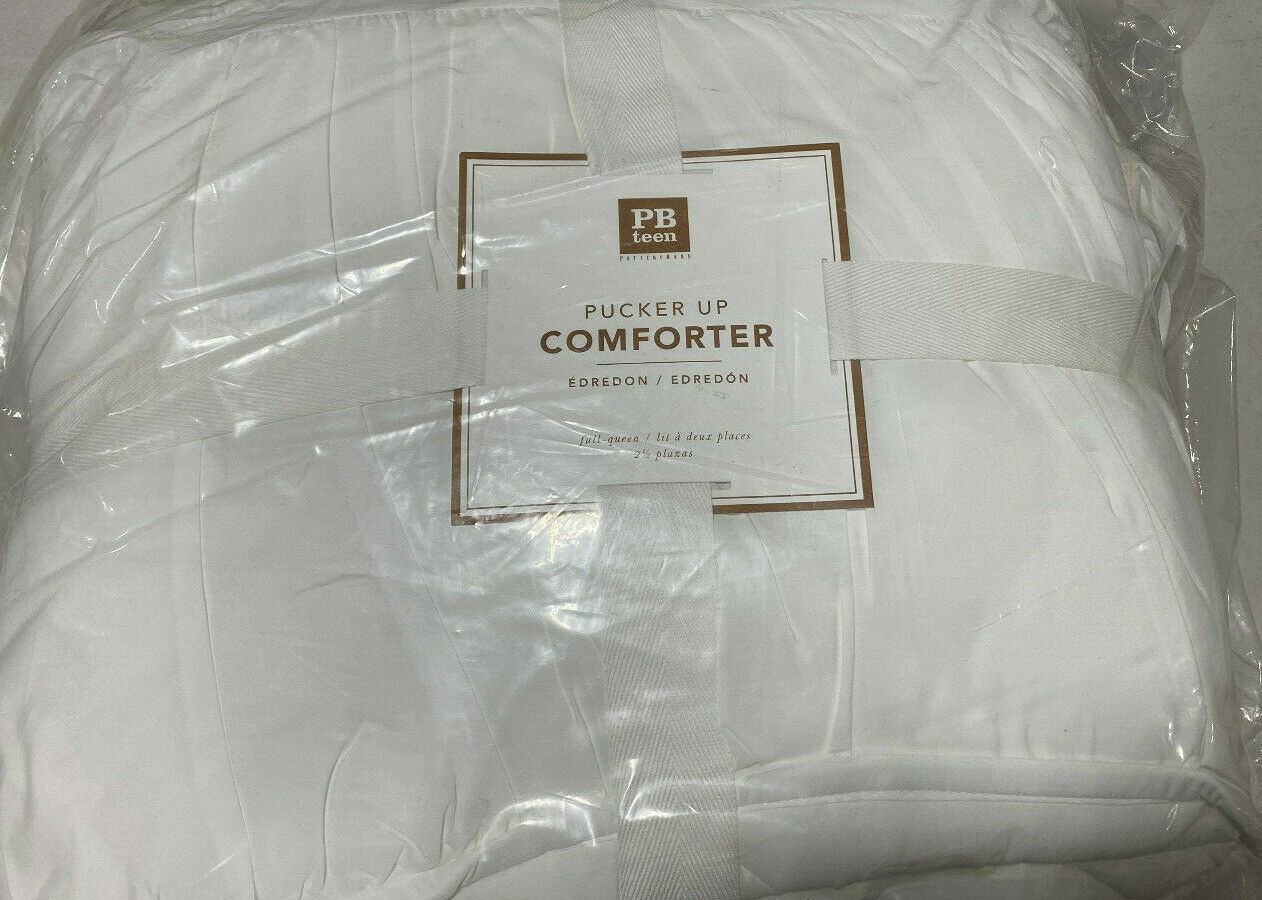 Pottery Barn Teen Pucker Up Comforter F/q Full/queen White New