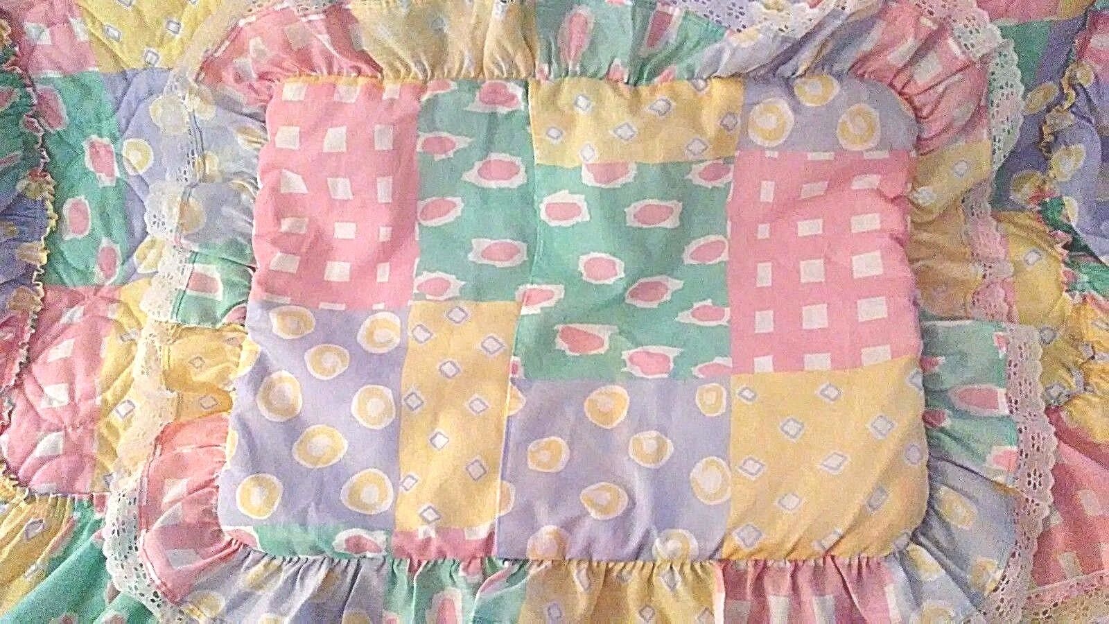 Girls Twin Quilted Comforter With Pillow Sham-lavender-yellow-aqua...