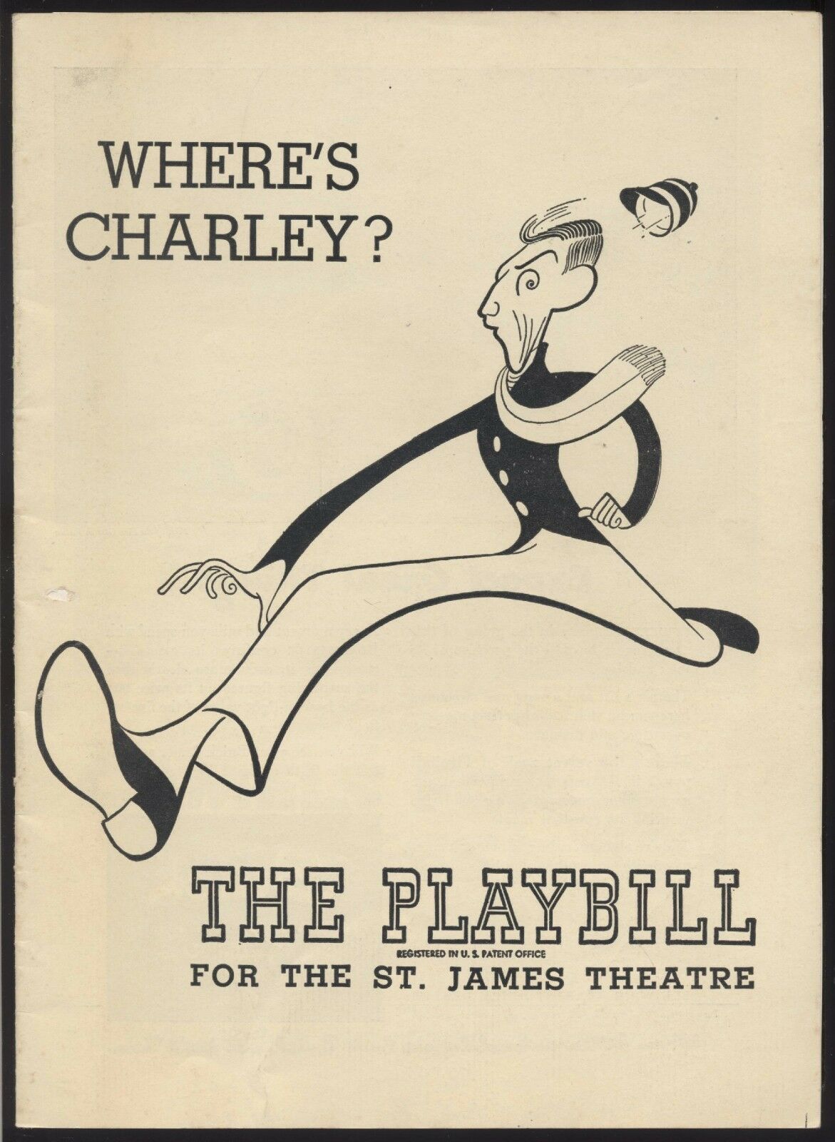 1950 Playbill "where's Charley?" Broadway Theatre - Ray Bolger Wizard Of Oz