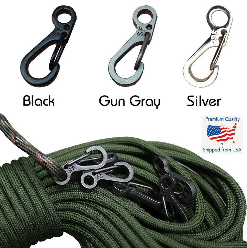 10x Pcs Sf Spring Backpack Paracord Clasps Clips Hiking Carabiner Edc Keychain