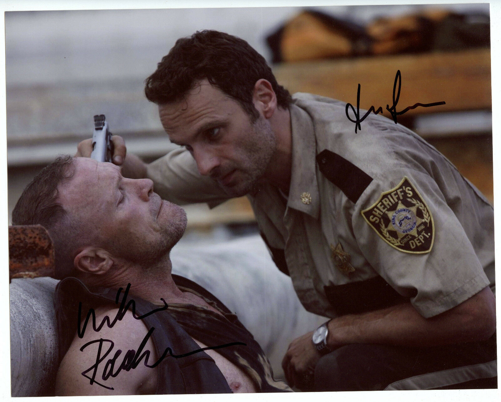 Andrew Lincoln Michael Rooker Signed Authentic Autograph The Walking Dead Photo
